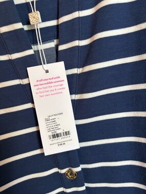 Lilly Pulitzer Knightley Dress Navy stripe NWT SIZE L